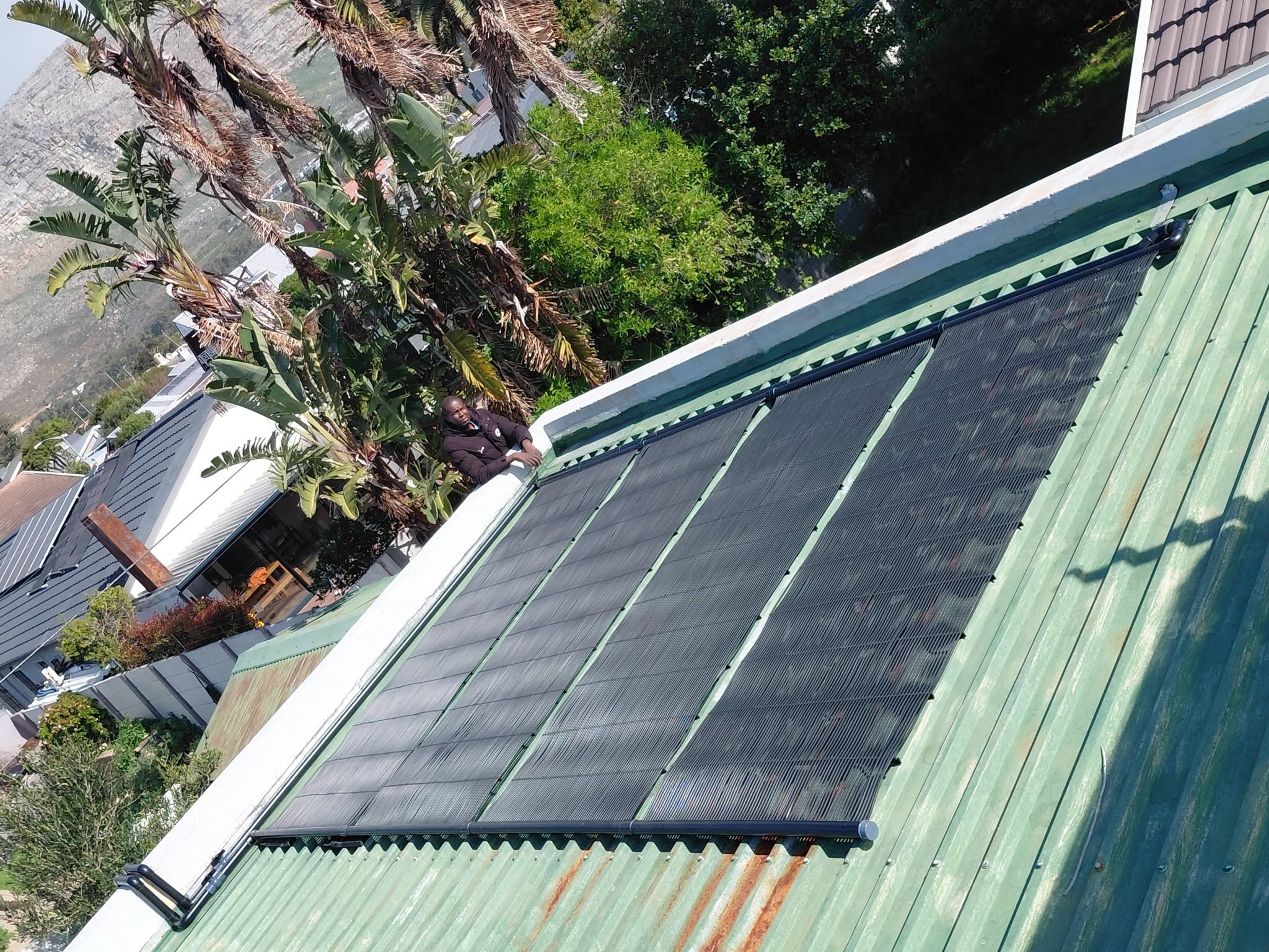 Recent GridFree roof-mounted solar pool heating installation