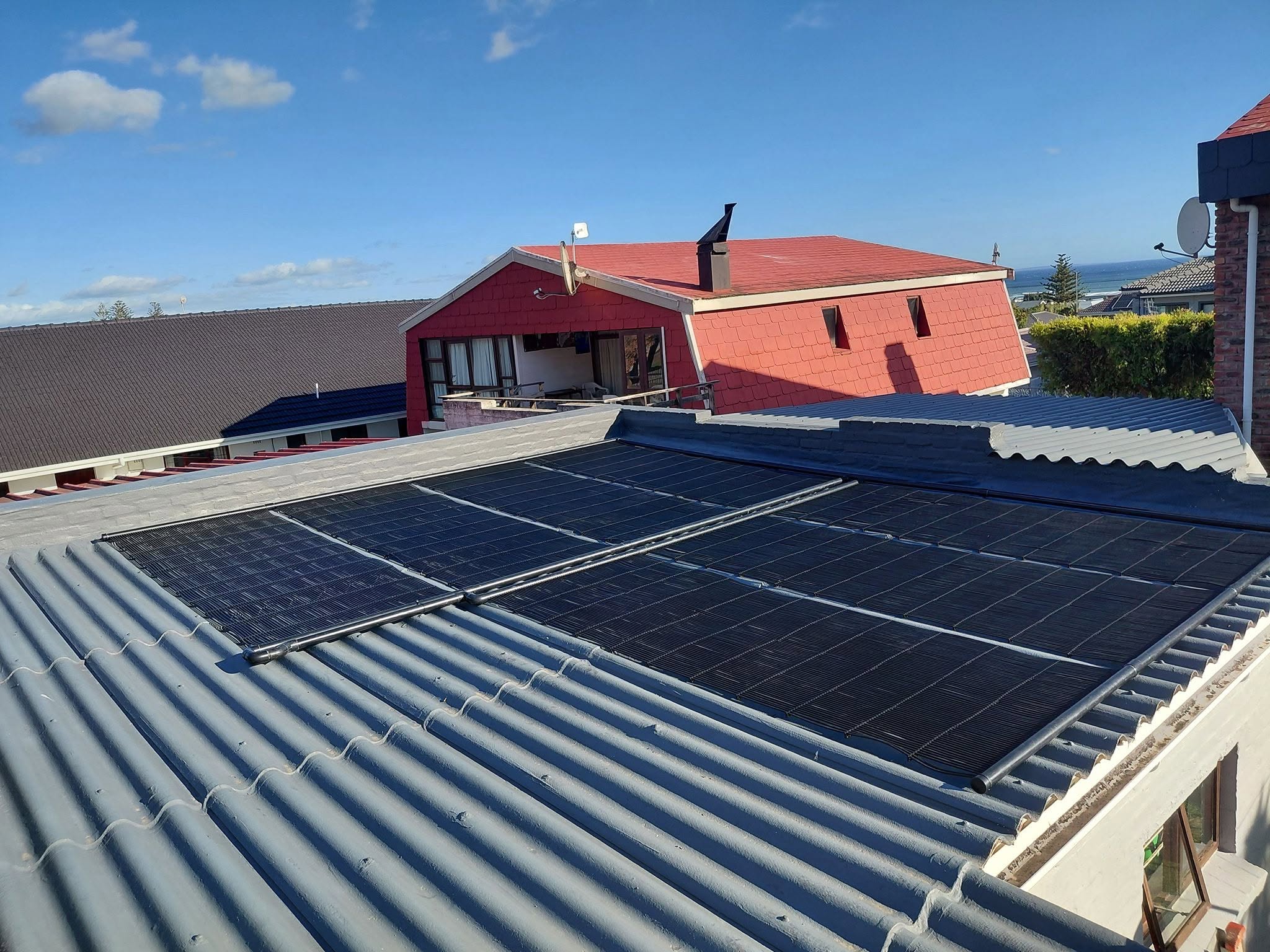 Recent GridFree roof-mounted solar pool heating installation